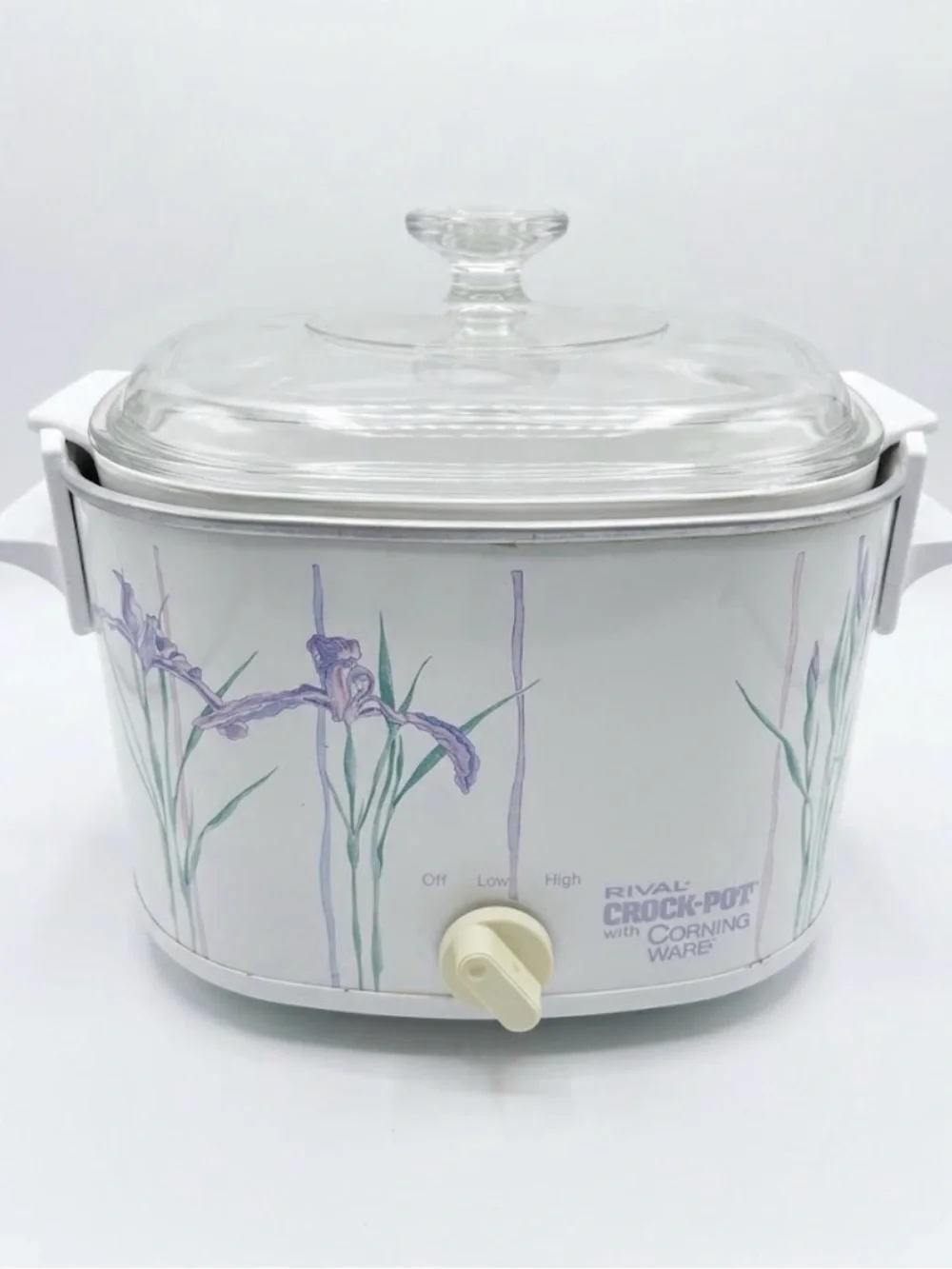 Vintage Rival Crock-Pot with CorningWare 3 Qt Shadow Iris Complete 3 pc set